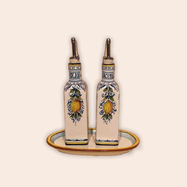 SET 2 SQUARE BOTTLES CM.18H DESIGN: FRUTTINA WITH TRAY